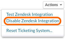 Disable Zendesk Integration
